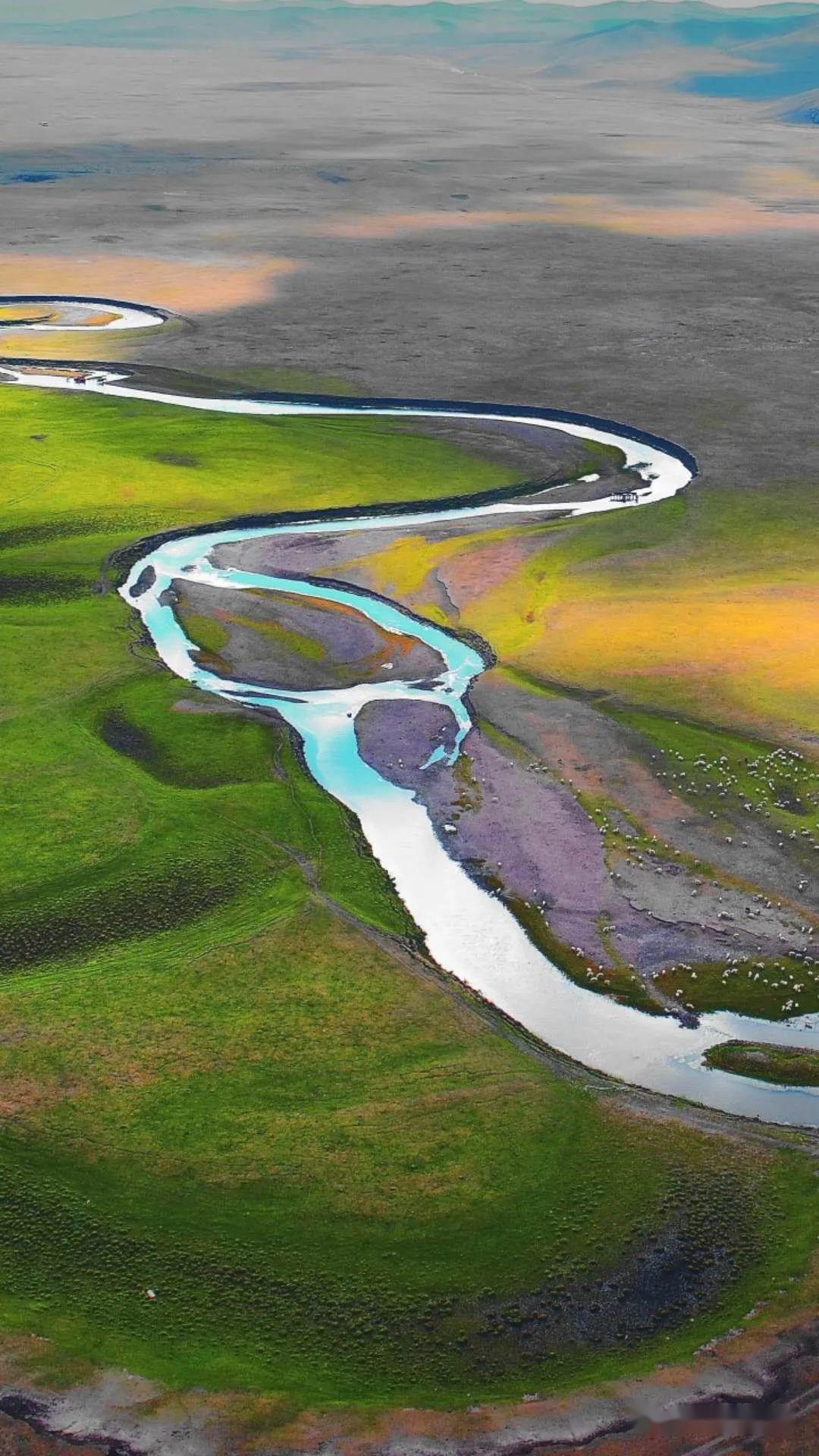 黄河流过大草原黄河中上游以山地为主,中下游以平原,丘陵为主.