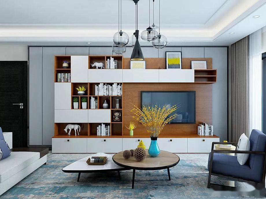 【现代风格】蓝爵士沉稳的海黄梨色半开方式电视组合柜,集收纳展示