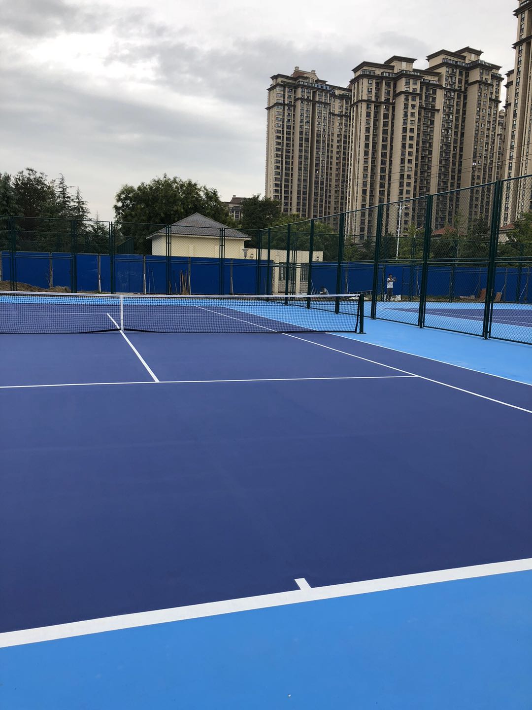 硅pu网球场蓝色
