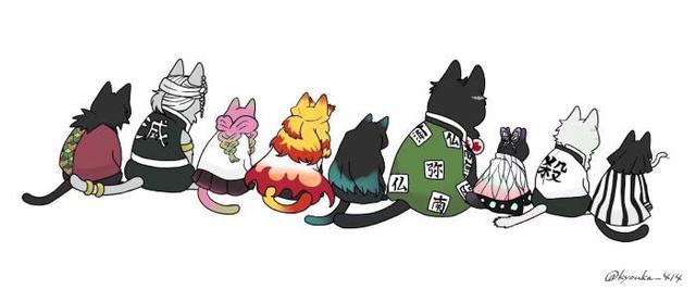 鬼灭之刃猫咪版锖兔冷艳我妻善逸萌化祢豆子不许跑