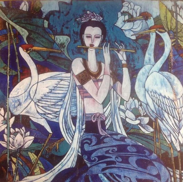 画家李连儒的重彩画作傣家之风情
