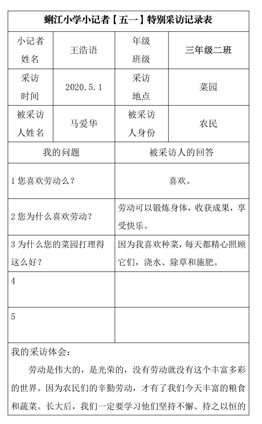 成长动态向劳动者致敬蜊江小学五一劳动节特别体验活动