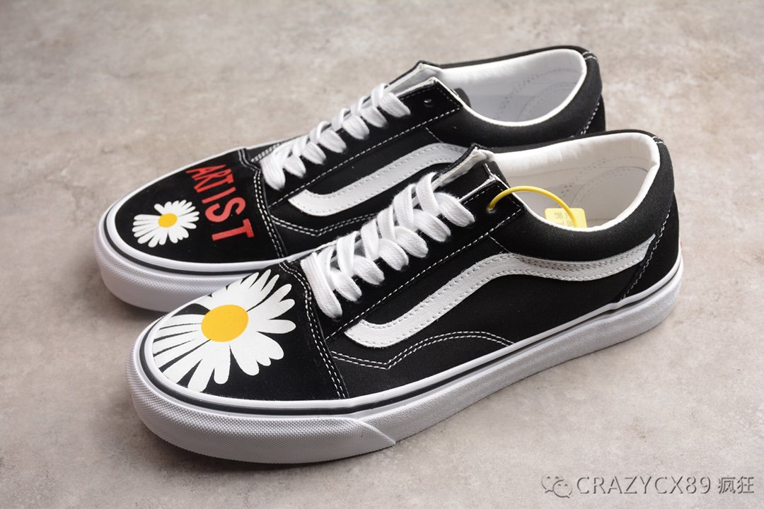 万斯vansgd权志龙雏菊手绘帆布鞋