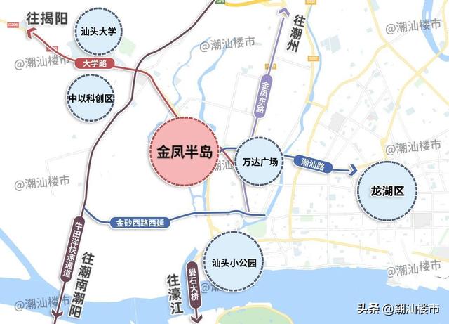 项目地处金凤半岛安居路东侧,往东不到3公里,为汕头万达广场,商业配套