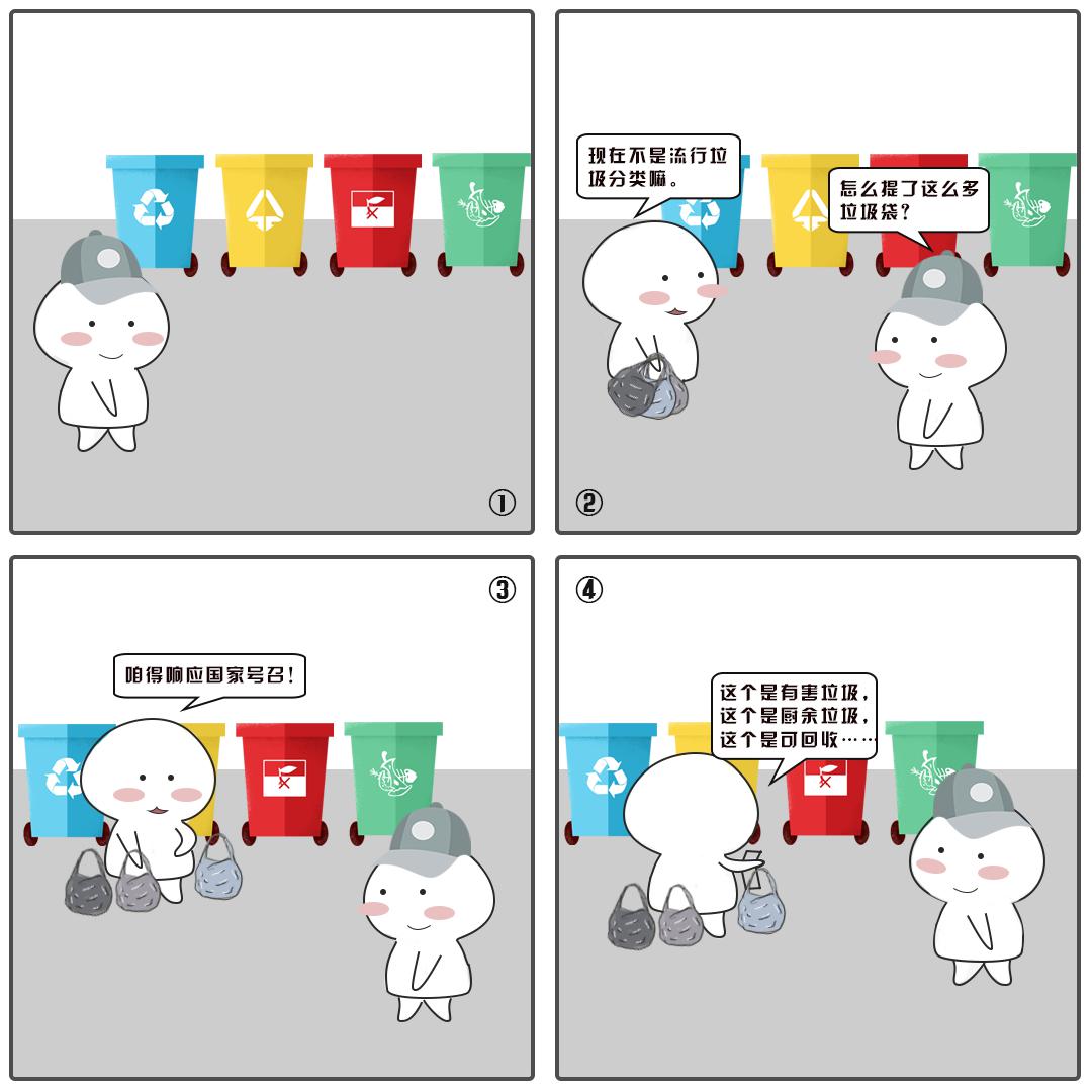 垃圾分类四格漫画图片