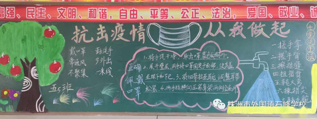 方寸之地智慧之美外国语石峰学校疫情防控黑板报掠影