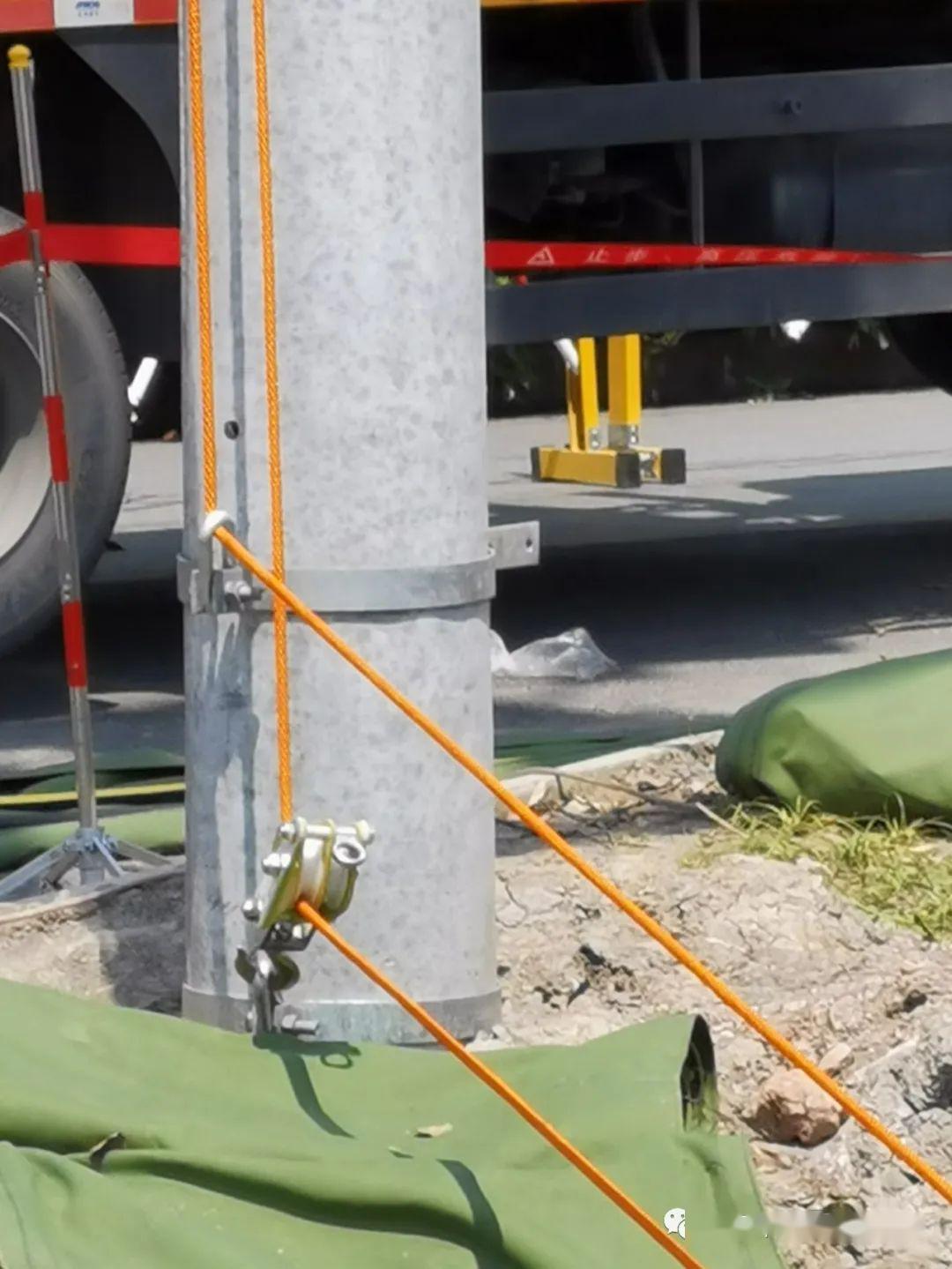 人员安排安排两组作业人员分别控制1号,1 号电杆的牵引绳.