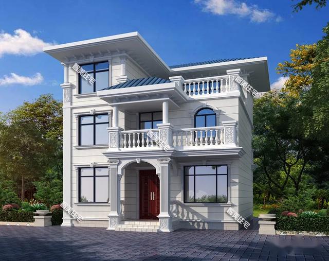 两栋宽9米多的农村别墅,欧式风格设计,宅基地小我就这样建房