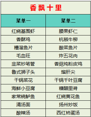 每位100元菜单图片