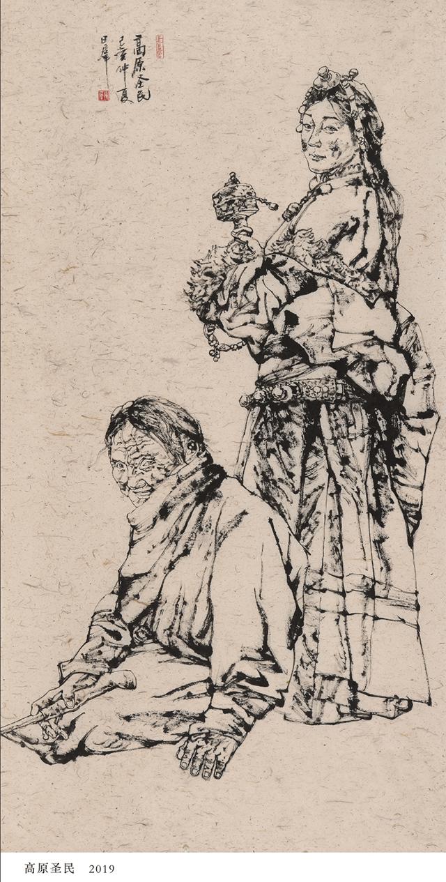 书画家影像网陶古覃日群焦墨山水人物作品赏析