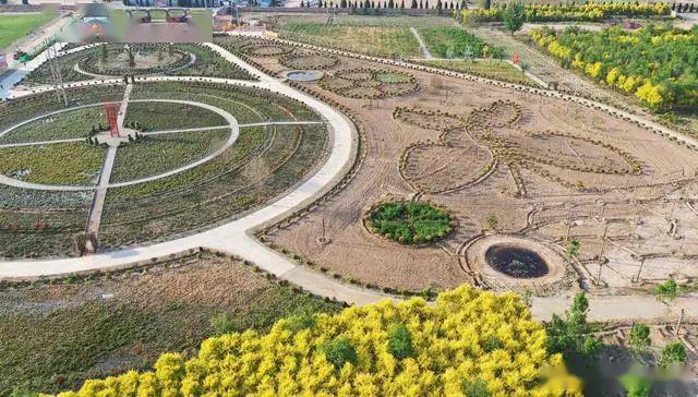 山西襄汾沁馨园里景色秀游人乐享五一假期