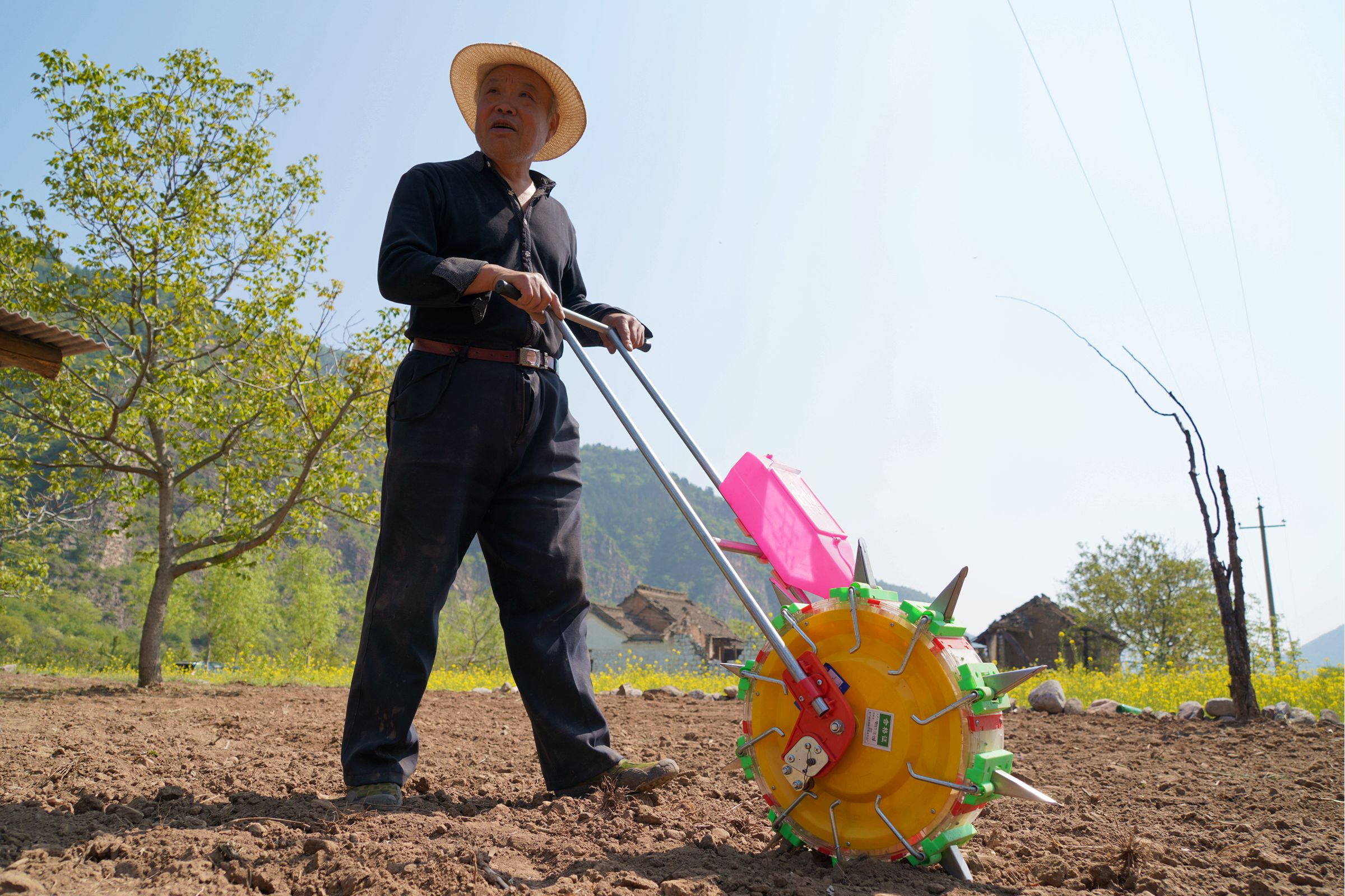 原创山西农村7旬老人种玉米土洋结合用2个神器效率是人工10倍