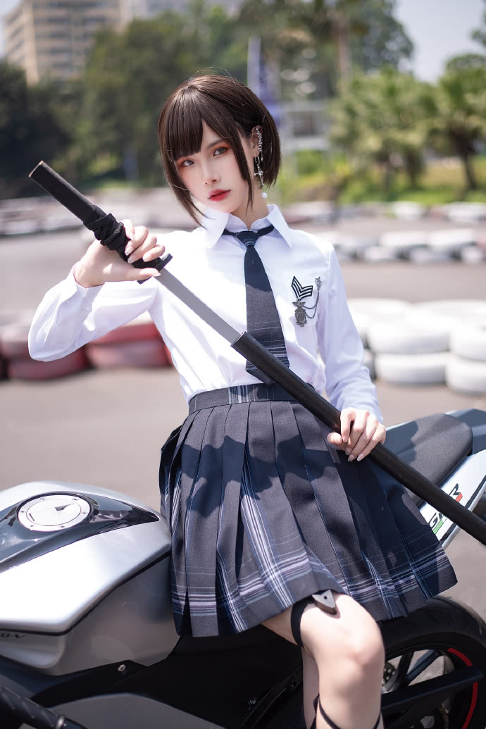 jk日常,隐者格裙机车少女!