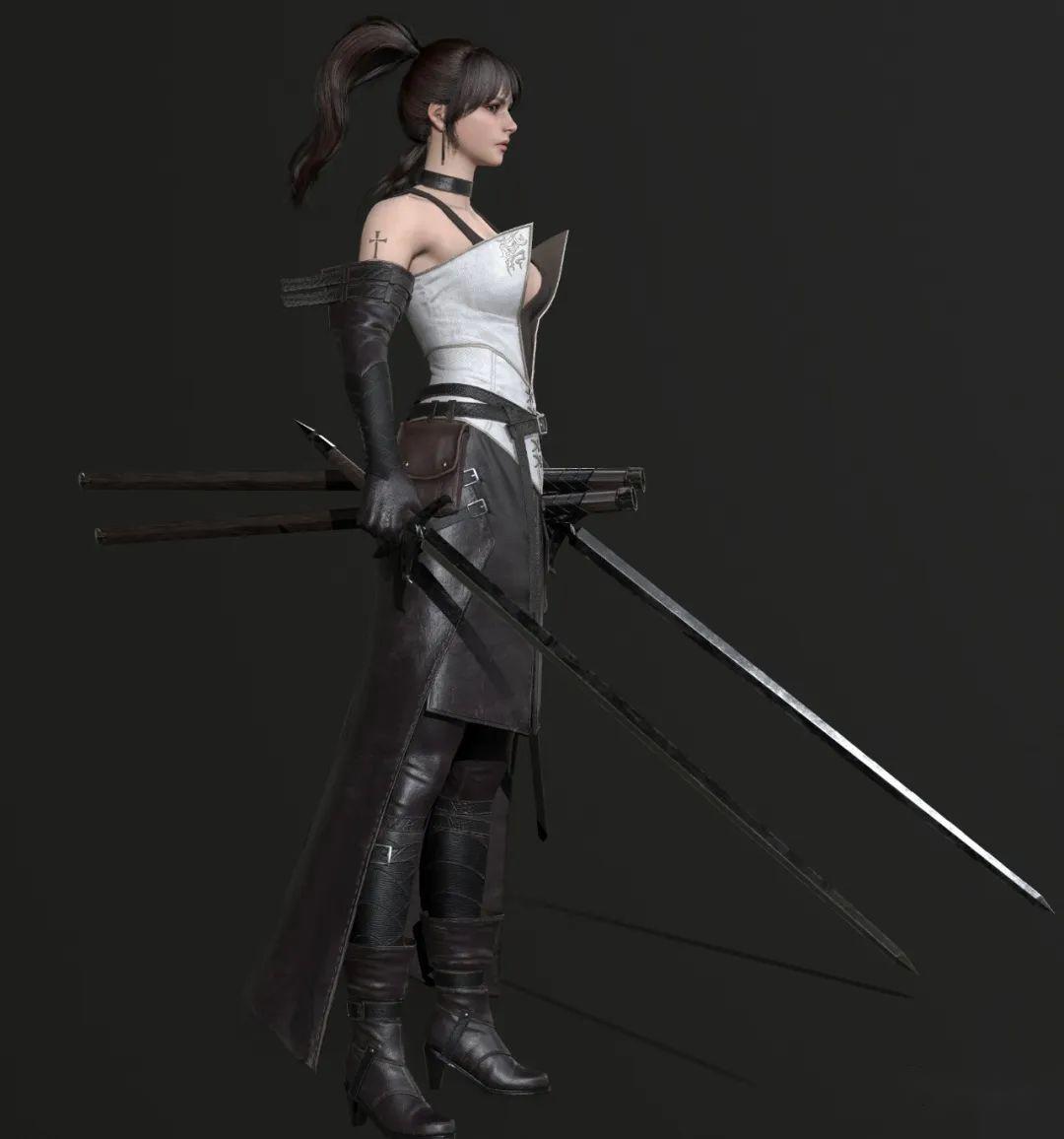 清纯的不像实力派三维角色模型欣赏《女剑客 sword girl》