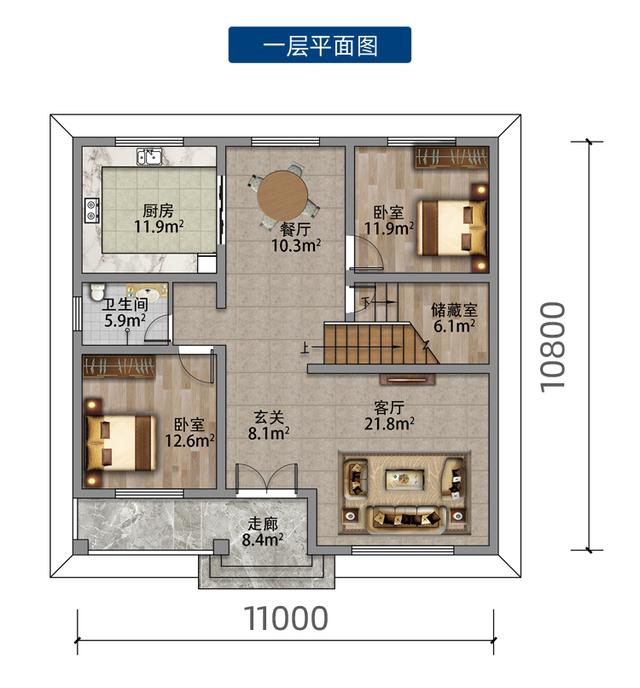 11×10.8米二层别墅,田园风格,非常适合农村_设计的