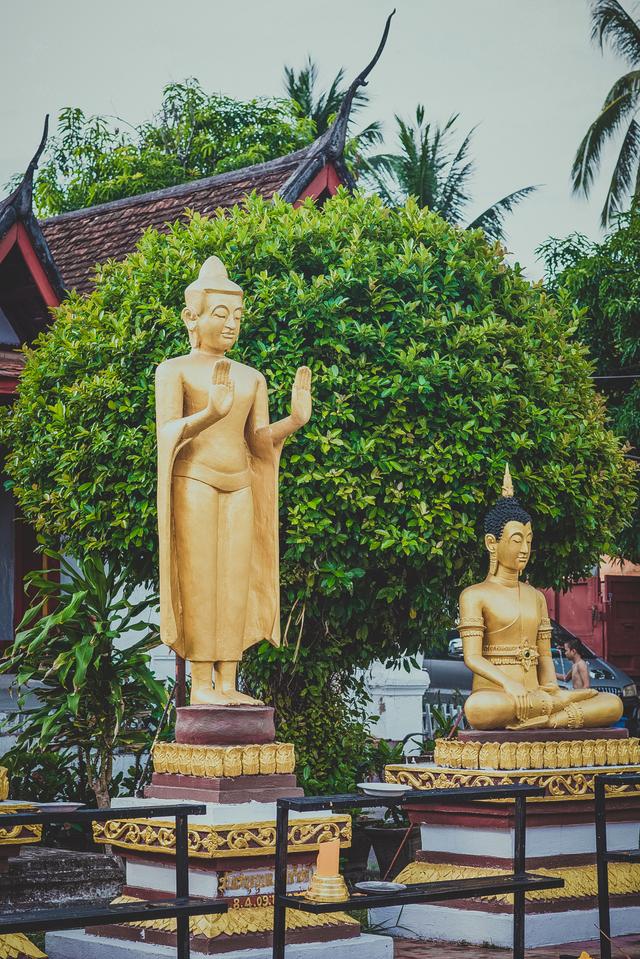 琅勃拉邦最豪华的寺庙,用真金做装饰,连柱子都很华丽_佛像