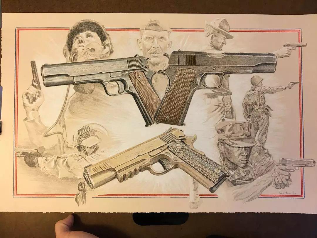 出神入化看看喜欢枪械的画师用铅笔画下的武器