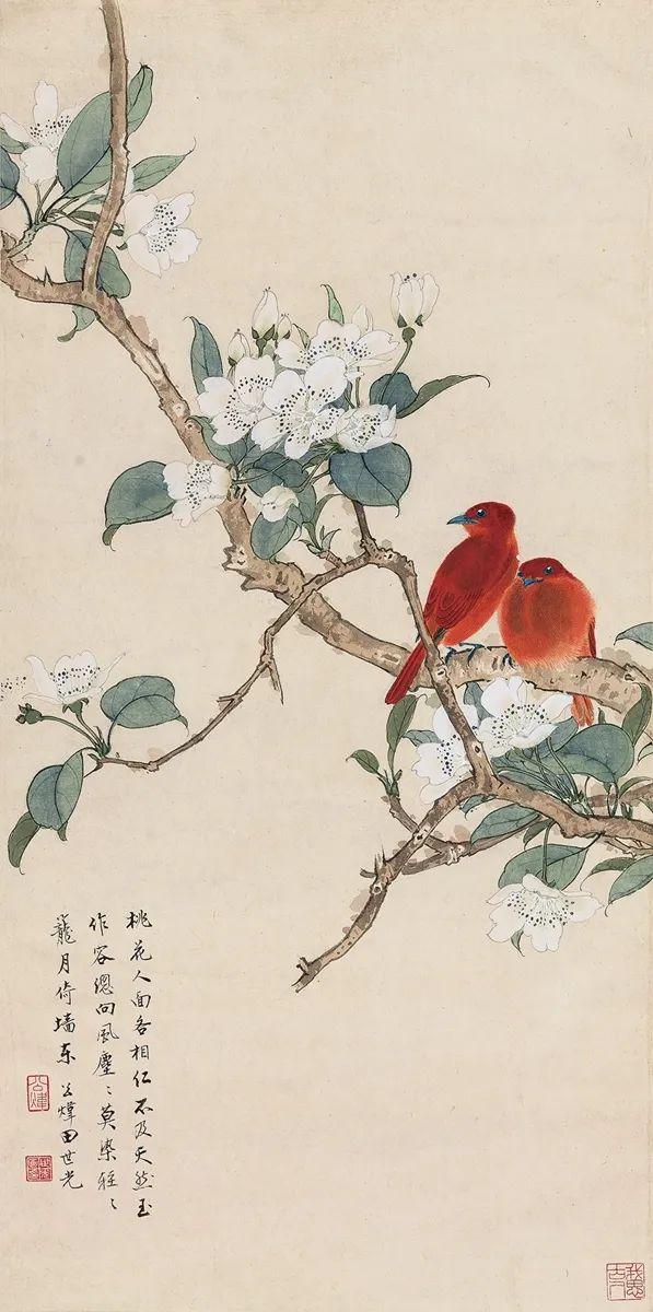 梨花双雀田世光 梨花双燕钟质夫 梨花飞燕赵少昂 梨花小鸟林风眠 梨花