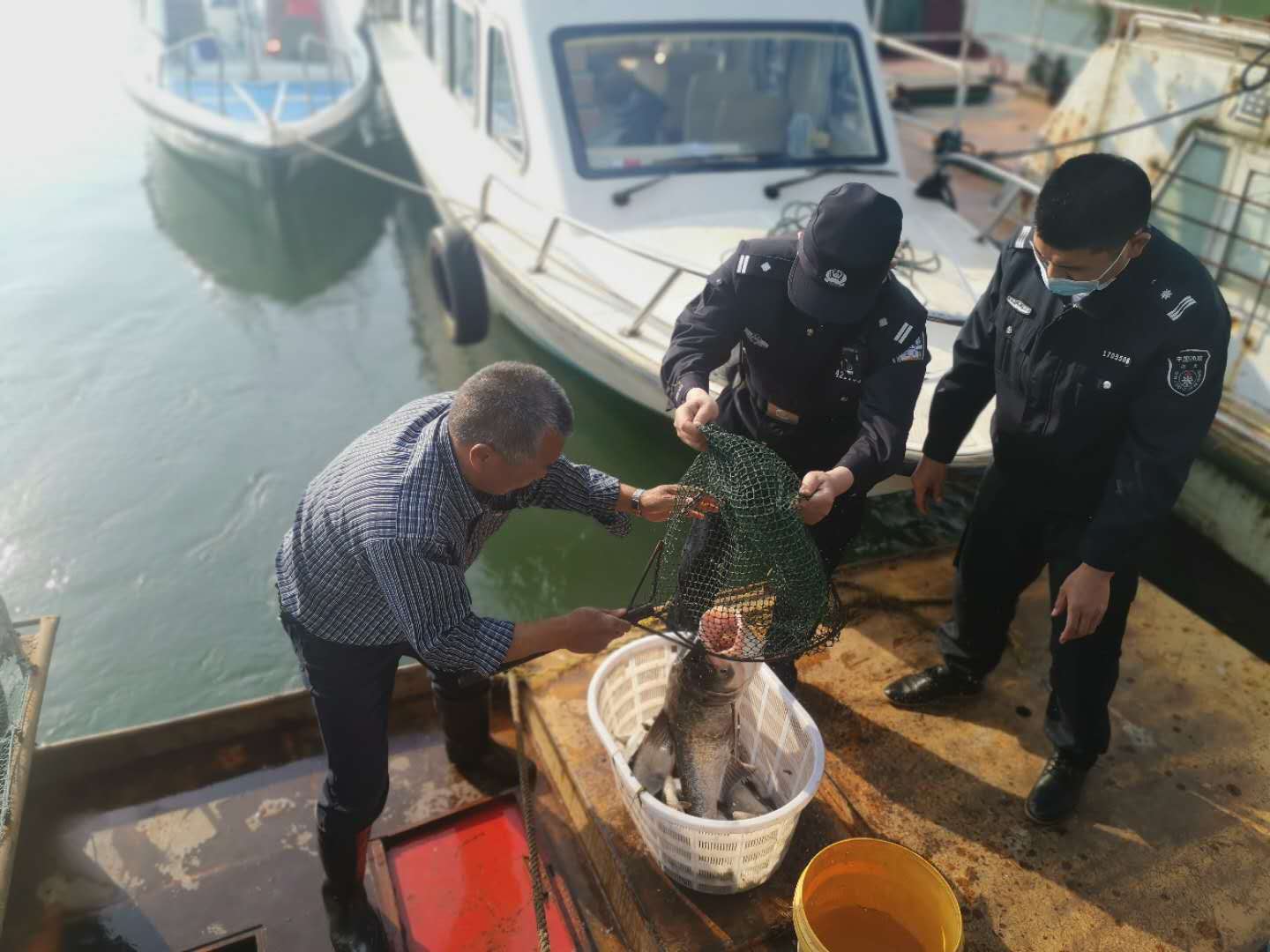 撒了渔网入法网男子非法捕鱼被抓