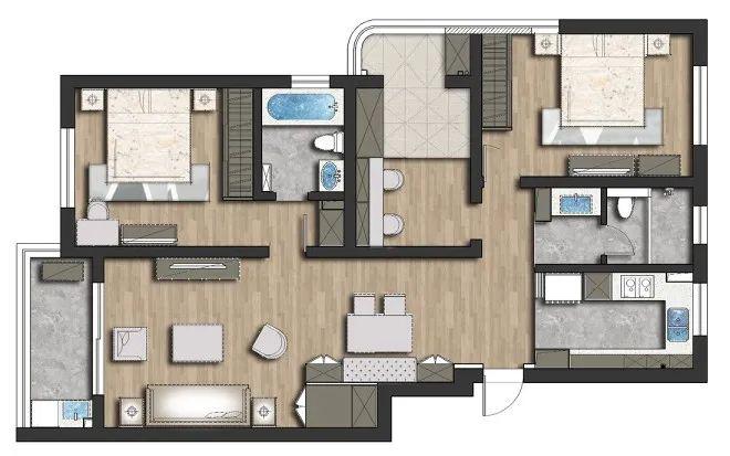 140㎡潮流卡座榻榻米隐形储藏室收纳无敌