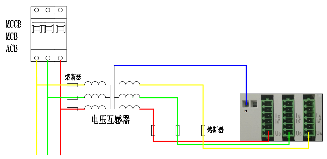 电流互感器二次接入  如下图,在经pt接入时,三相电压分别由三相pt的二