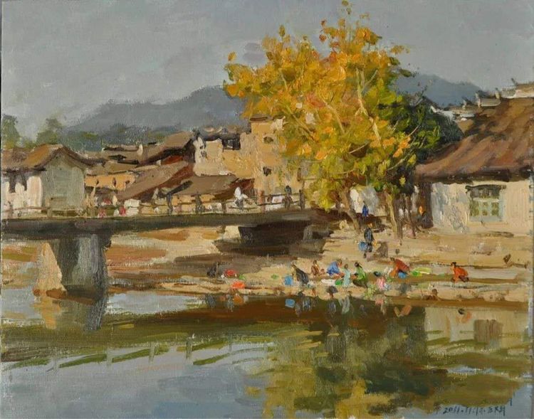《守望》油画 符巨谟《菠萝蜜》油画 符巨谟《风景写生3》油画 王为钢