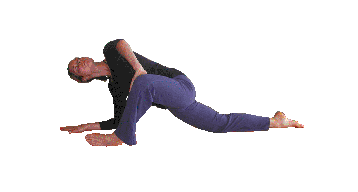 扭转龙式 - 手向一侧推膝盖并将胸部转向天花板方向;一个加深的变式