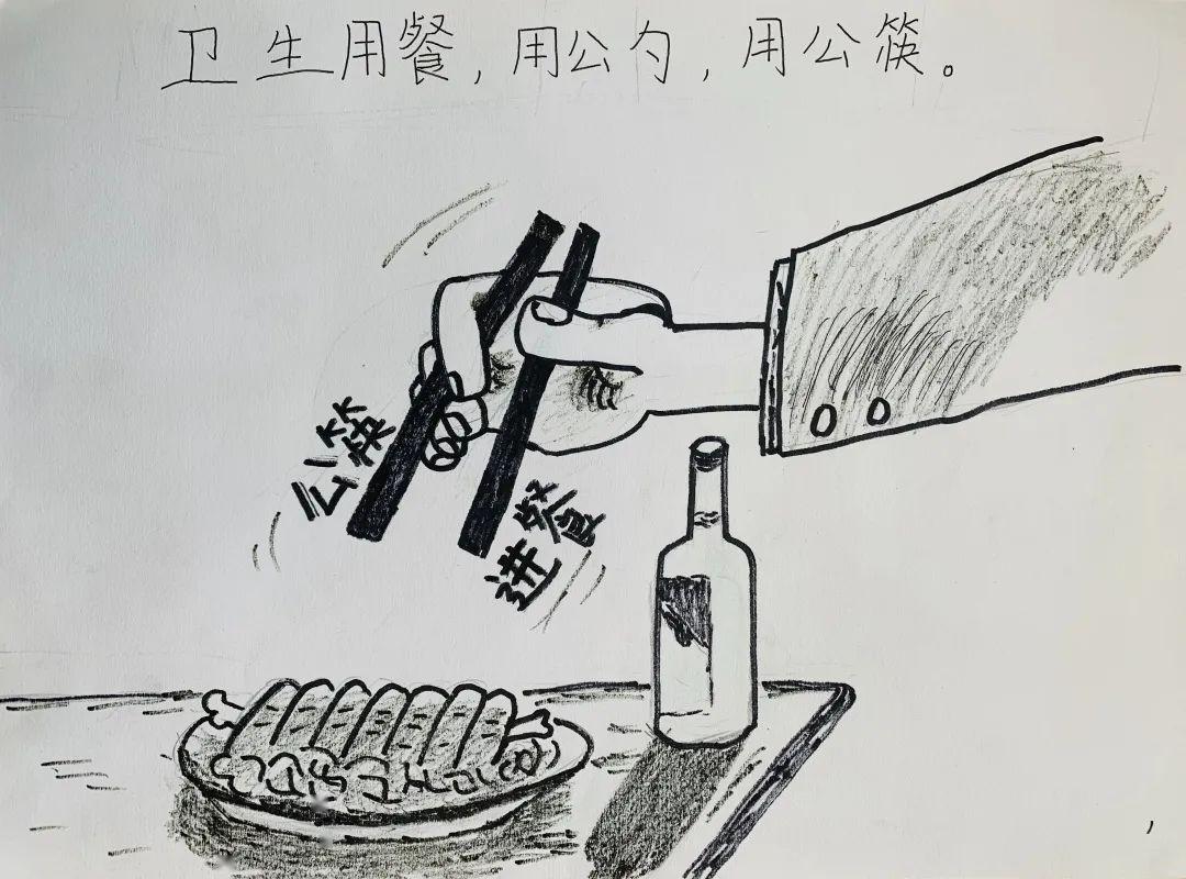 公筷公勺儿童简笔画图片