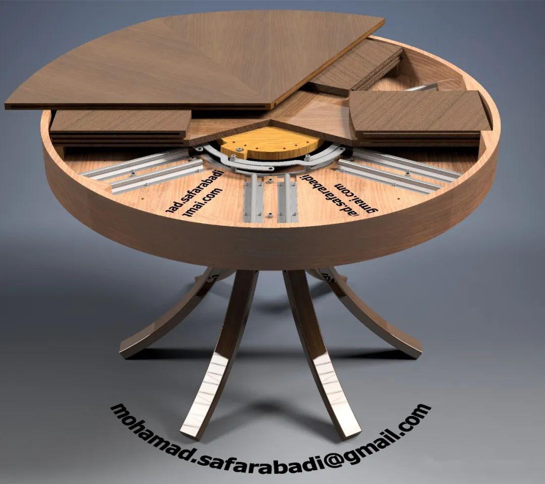木友们,你们一直想要的可扩展的旋转开合式桌子3维设计图纸免费送你了