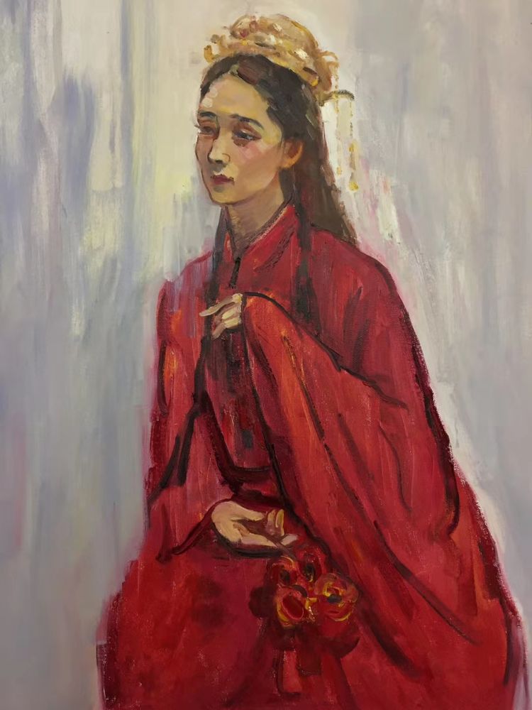 《晚霞》油画 60x80cm 李生南《蓝色的回忆》油画 60x80cm 李生南《马