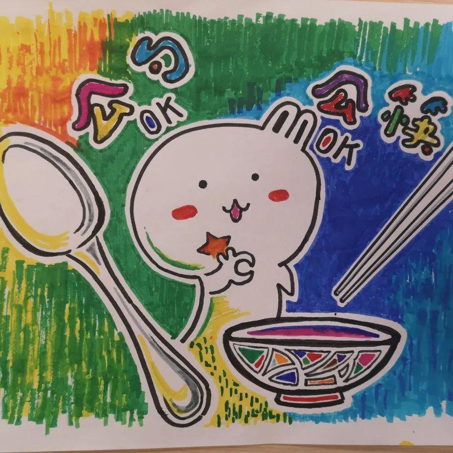 简单的公筷公勺儿童画图片
