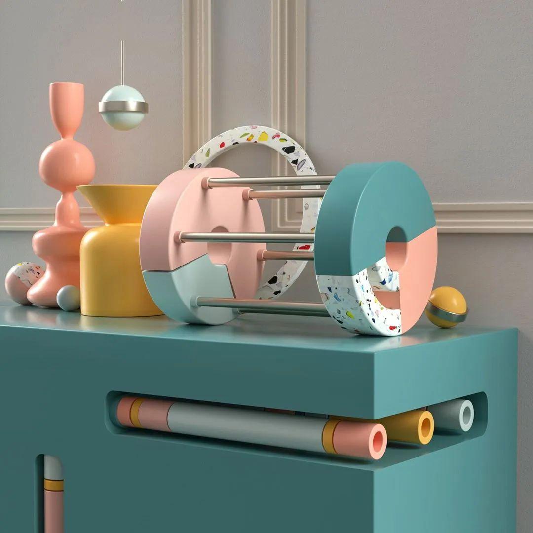 他的c4d作品,上色后爆炸了!_大神