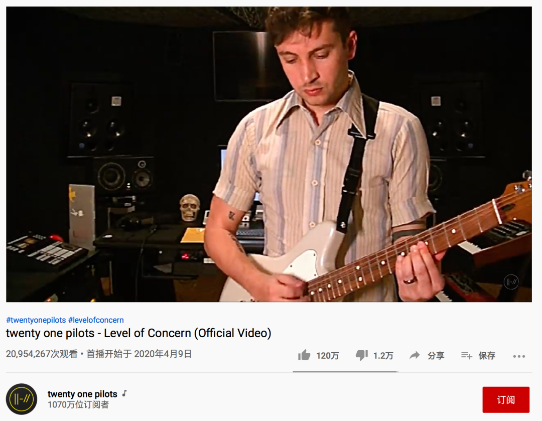 《level of concern》,主唱tyler joseph也在不久前发推表示这是他用