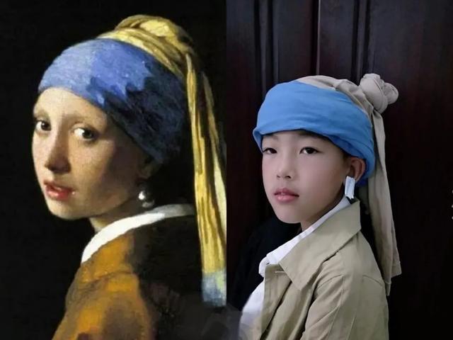 维米尔《戴珍珠耳环的少女》 模仿者 三(2)班 黄显腾罗伯森《儿童与