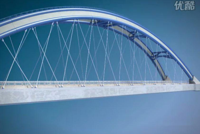客运专线大跨度下承钢管混凝土提篮式系杆拱桥施工动画