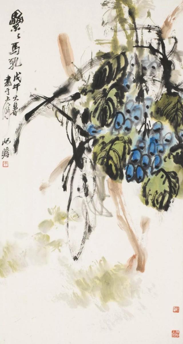 朱屺瞻画的蓝葡萄少了晶莹剔透多了苍劲老辣