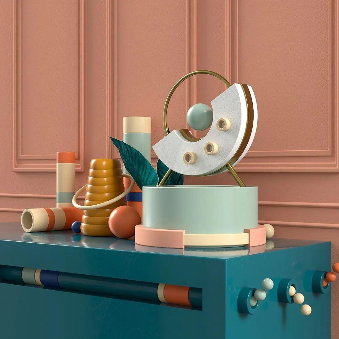 他的c4d作品,上色后爆炸了!_大神