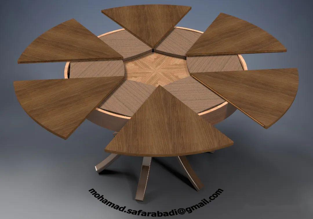 木友们,你们一直想要的可扩展的旋转开合式桌子3维设计图纸免费送你了