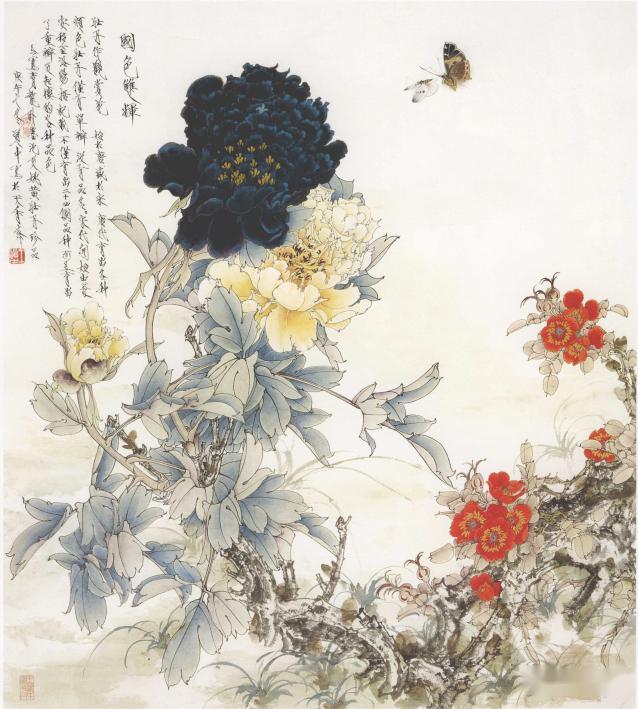 王道中工笔花鸟,春意盎然!_牡丹