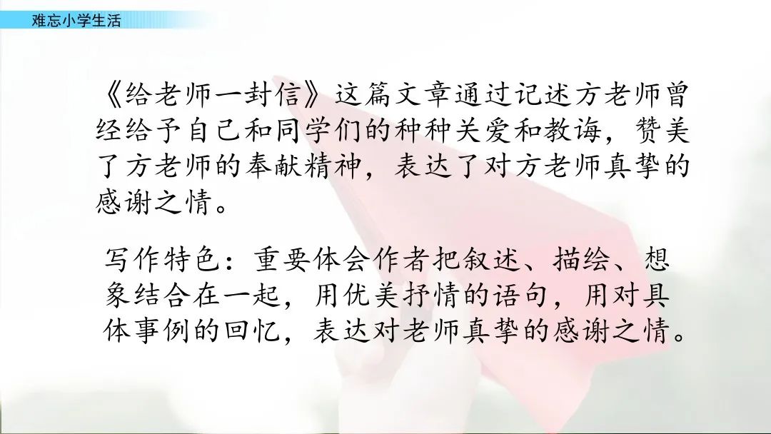 部編版六年級下冊閱讀材料給老師的一封信課文知識點圖文解讀