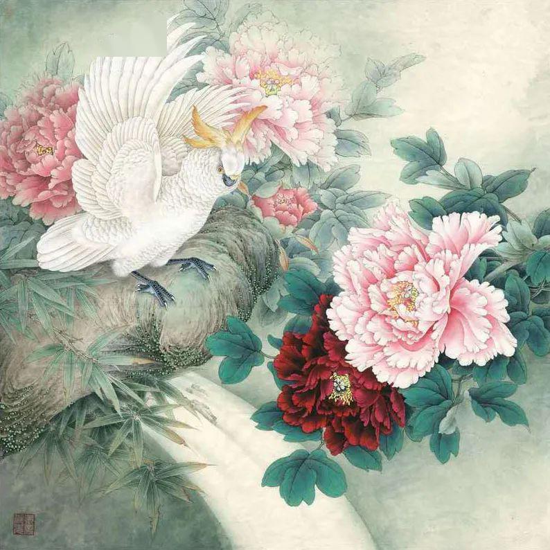 曹华工笔牡丹技法研习班学3幅只需120元