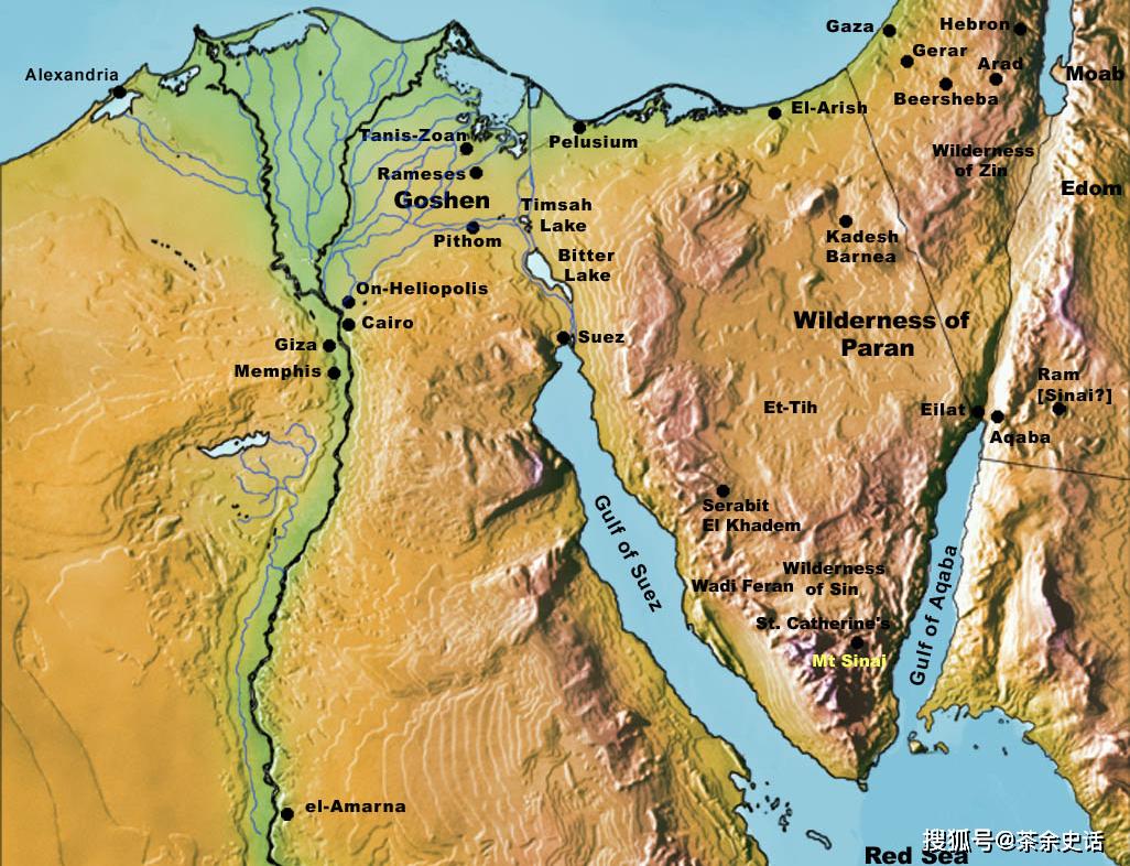 它东面是红海,北面是地中海,东北面通过狭小而沙漠化的西奈半岛与亚洲