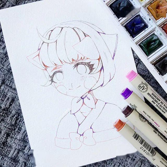 67马克笔手绘相结合手绘上色动漫人物临摹素材