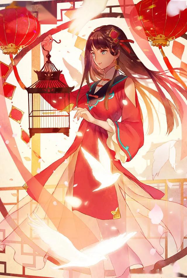 古风壁纸:红衣似火 倾国倾城