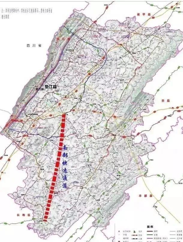 交通综合规划中拟建的南部乡镇与县城之间的快捷干线公路路网之一