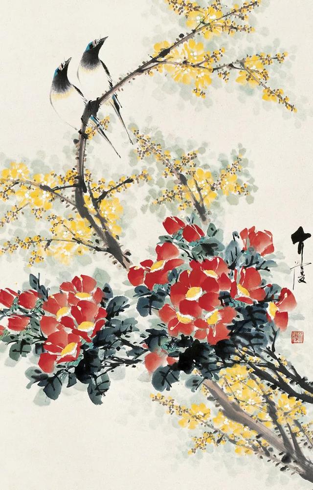 江寒汀入室弟子,房介复花鸟画作品欣赏