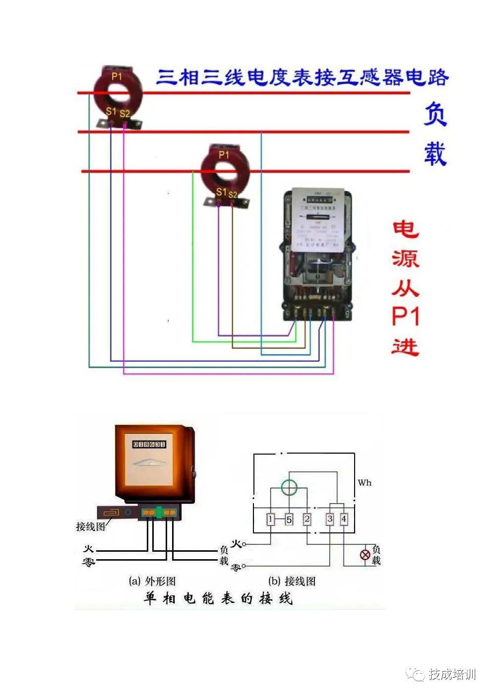 史上最全电工实物接线图含日光灯类断路器控制回路电动机热电偶电能表