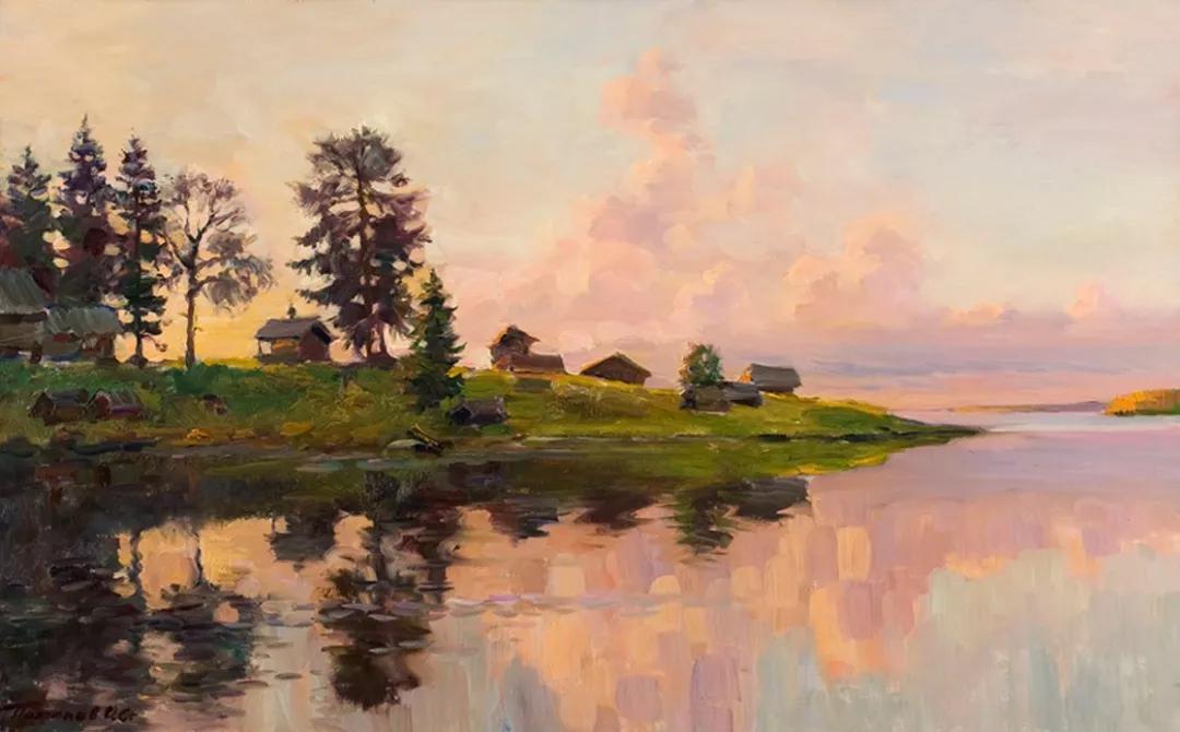 油画欣赏安静的画面彰显人与自然环境的和谐