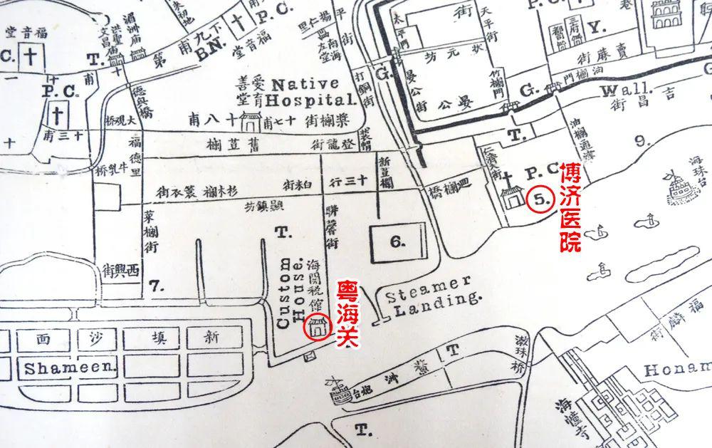 粤海关公署距离博济医院约1公里1878年10月,黄宽患颈痈疽之际,英国