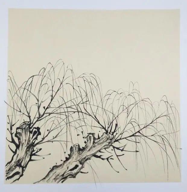 水墨国画柳树的画法详解步骤图及作品创作